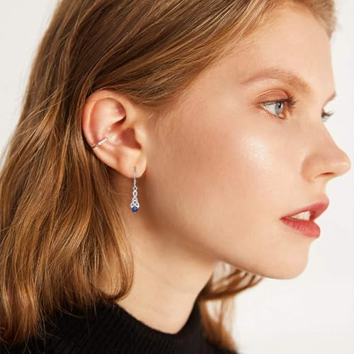 ChicSilver Sparkling Heart Birthstone 925 Sterling Silver Celtic Knot Dangle Hook Earrings (with Gift Box)2