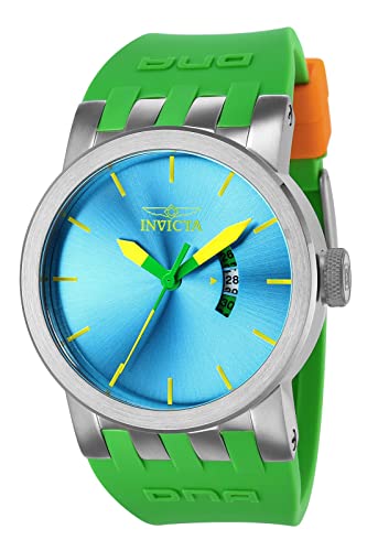 Invicta 46mm DNA Puppy Edition Quartz Date Silicone Strap Quartz Watch (Blue Dial Green Strap)