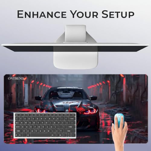 Image of ON TREND Extended Gaming Mouse Pad, Large Desk Mat with Non-Slip Rubber Base, Smooth Control Surface, 23 x 11 Inch (Car)