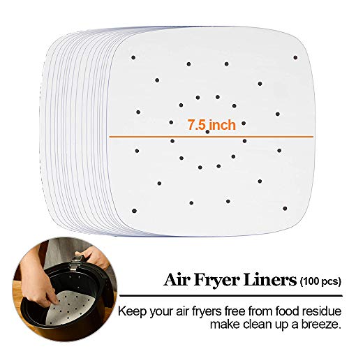 Square Air Fryer Accessories 11 pcs with Recipe Cookbook Compatible for Philips Air Fryer, COSORI and other Square AirFryers and Oven, Deluxe Deep Fryer Accessories Set of 12-6.5