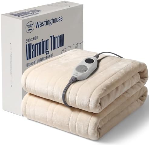 Westinghouse Heated Electric Throw Blanket - Soft Flannel Heating...