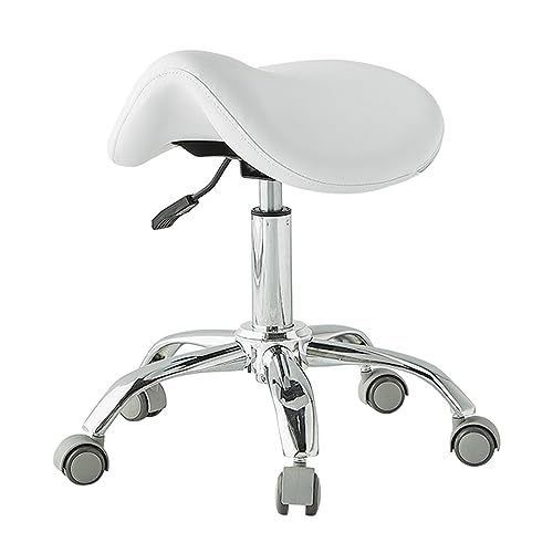Tabouret de selle réglable bleu à roulettes médicales et vérin hydraulique