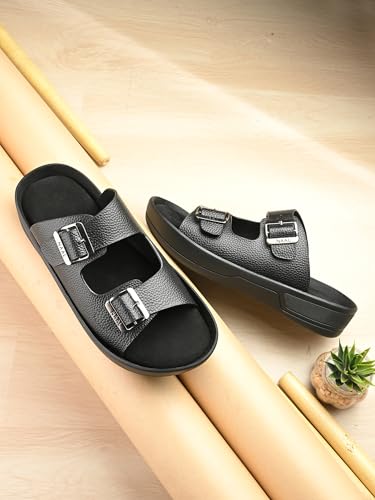 Image of KASTAVA KS 117 Comfortable Premium Synthetic Casual Sandals | Adjustable Buckle Closure | Lightweight Everyday Wear Sandals for Men