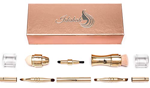 Makeup Brush Set, Kit,Set De Regalo De Pincel De Maquillaje, In A Beautiful Rose Gold Gift Box, Are Easy To Use, 4 in 1 Compact Cosmetic Brushes.