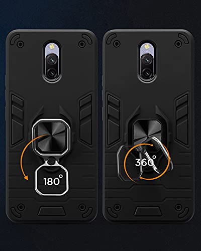 Image of Pikkme D5 Tough Armor Bumper Back Cover Case for Redmi 8a Dual |Ring Holder & Kickstand in-Built (Black)