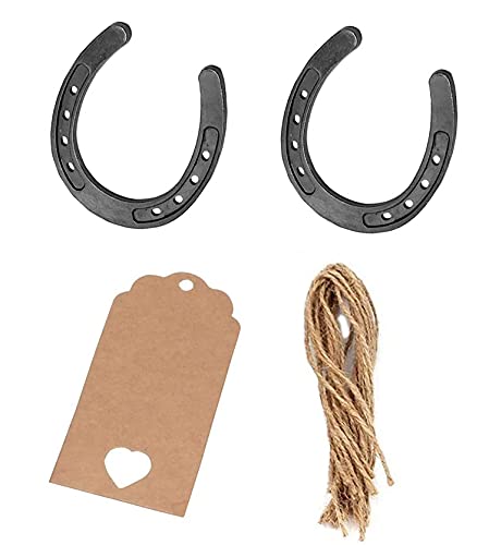 20 Pcs Black Horseshoes With 20 Pcs Retro Color Card And 33 Feet Hemp Rope For Wedding Favors Baby Shower Return Gifts And Decoration (Horseshoes Black 20Pcs) #TOP28