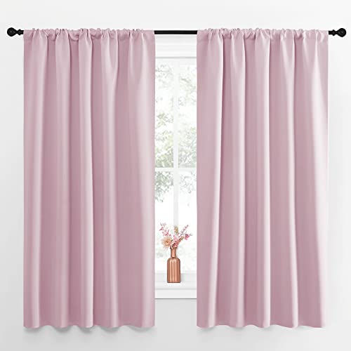 NICETOWN Room Darkening Curtains and Drapes - Thermal Insulated Rod Pocket Room Darkening Draperies for Dining Room (Lavender Pink, 2 Pieces, 52 inche