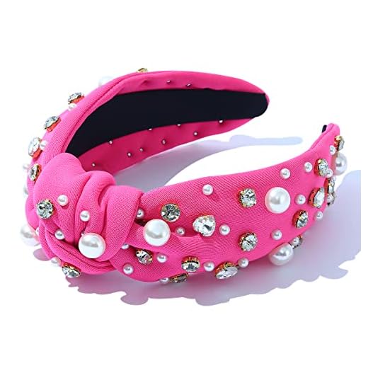 FEDANS Women Knotted Jeweled Headband Heart Shaped Crystal Embellished Mixed Top Hairband ladies Twist Nylon Pearl Hair accessories for Girls