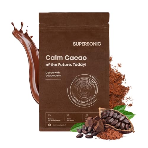 Supersonic food Calm Cacao 250 g - Entspannender Kakao mit Ashwagandha Pulver, Macca und Reishi - Einschlafhilfe Erwachsene - Stimmungsaufheller - Schlaf und Nerventee Alternativ