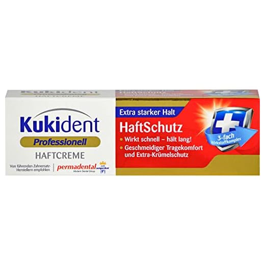 Kukident Crema adhesiva profesional para prótesis dentales, agarre extra fuerte, efecto rápido y duradero, 1 x 40 g