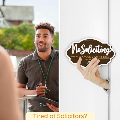 Image of Woodamore No Soliciting Sign For House Door - 2 Pack Do Not Knock Or Ring Doorbell Signs For Front Door Hanging, No Soliciting Signs For Home, No Solicitors Sign For Office