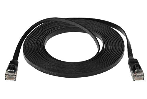 Cable de red Cat 6 UTP plano 7.62 m negro miniatura 1