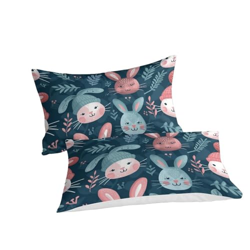 Housse de couette lapin imprimé 3D microfibre premium 260x220cm pour lit double ado - 3
