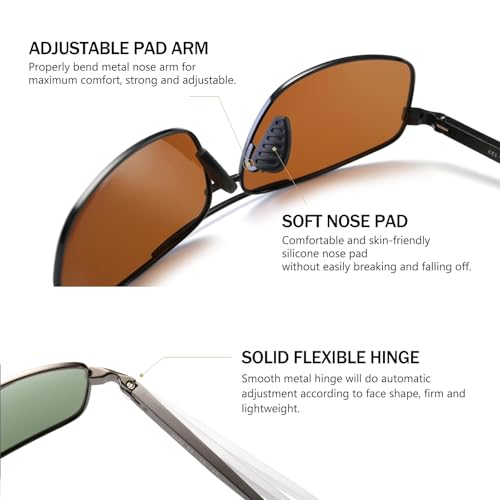 Image of SUNGAIT UV protection Ultra Lightweight Rectangular Polarized Sunglasses