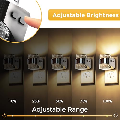 Image of L LOHAS LED Night Light, 2 Pack 3000K Bubble Night Lights Plug into Wall, Acrylic Night Lights with Light Sensor, Adjustable Brightness,Plug in Nightlights for Rooms Bathroom Hallway