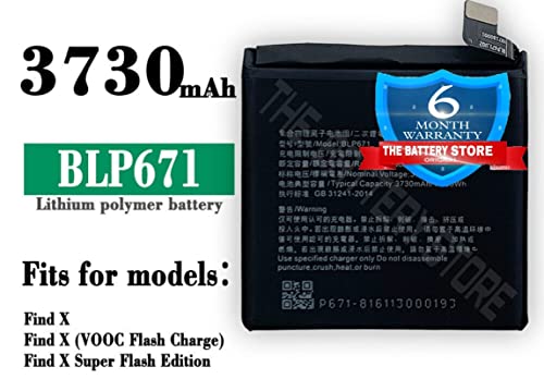 Image of THE BATTERY STORE Original REPLACMENT Battery BLP671 Battery for Oppo Find X / CPH1871, PAFM00 with 6 Months Warranty (BLP671)
