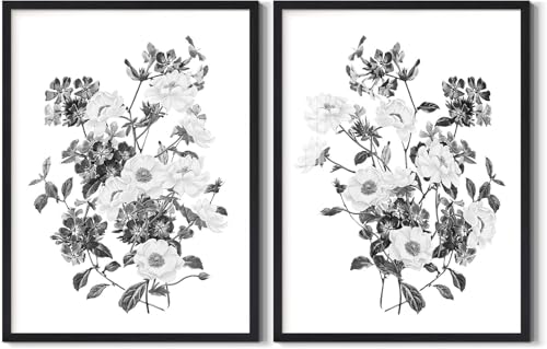 Toile décorative florale noire et blanche lianyibo cadre intérieur 70x100 cm