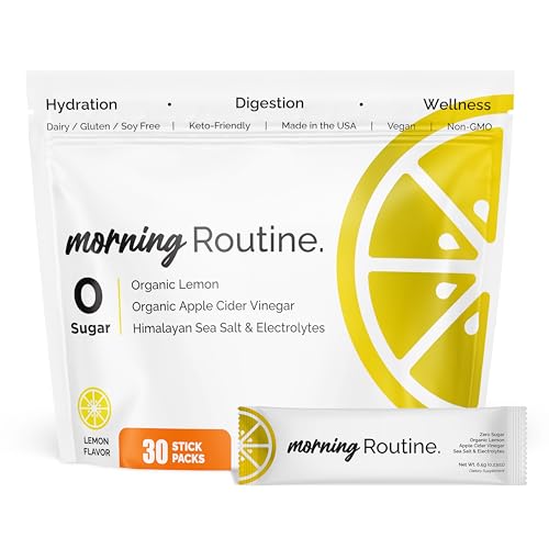 ROUTINE Morning Daily Hydration | Electrolyte Powder Packets | Lemon Apple Cider Vinegar & Sea Salt Drink Mix | Sugar-Free Keto & Paleo-Friendly | 3rd-Party Tested Electrolyte Drink Mix 30 Sticks