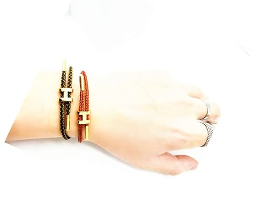 Spomunt Bracelets Fashion For Women Girls Adjustable Bracelet, Gold-Plated Buckle Design Titanium Steel Wire Rope Gift Jewelry (Red, Stainless Steel) #TOP3