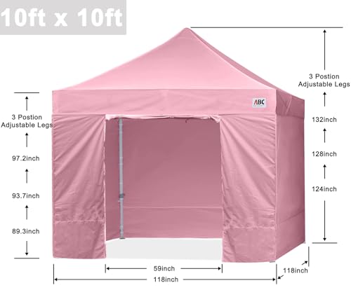 Image of ABCCANOPY Commercial Pop Up Canopy Tent with Sidewalls 10X10,Pink