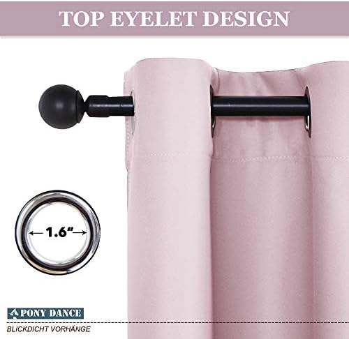 PONY DANCE Window Curtains for Girls - Nursery Pink Thermal Curtain Drapes with Eyelet Top for Bedroom Window Treatment for Kids, Set of 2, 66 inch Width x 72 inch Drop, Light Pink