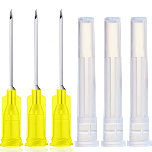 Image of 100 Pack 20Ga 1Inch Sterile Disposable Injection Needl with Cap for Scientific and Industrial Dispensing Needl Accessories