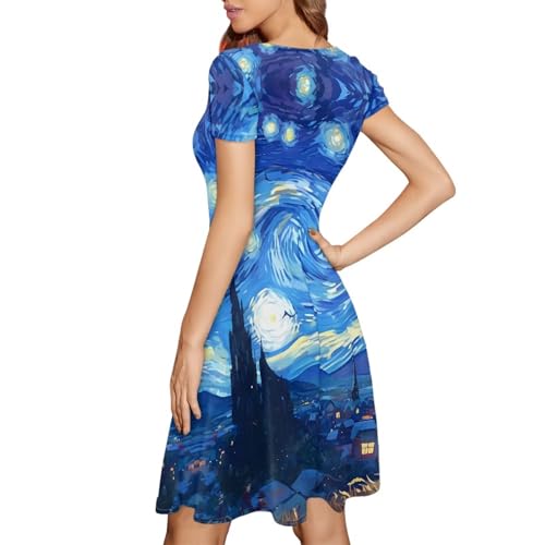 Image of Biyejit Women's Summer Casual Short Sleeve T-Shirt Swing Dress Crew Neck Plus Size S-4XL