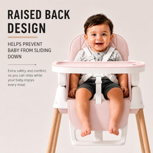 Image of StarAndDaisy 7-in-1 High Chair for Baby, Baby Feeding Chair for 0 to 5 Years, Convertible Booster, Push & Ride-On Baby Chair and 3-Level Adjustable Seat, Double-Layer Tray & Wheels