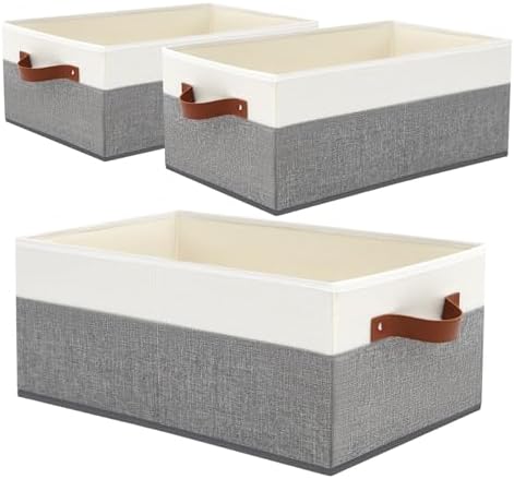 3 Pack Large Capacity Storage Bins Closet Organizer for Shelves, ...
