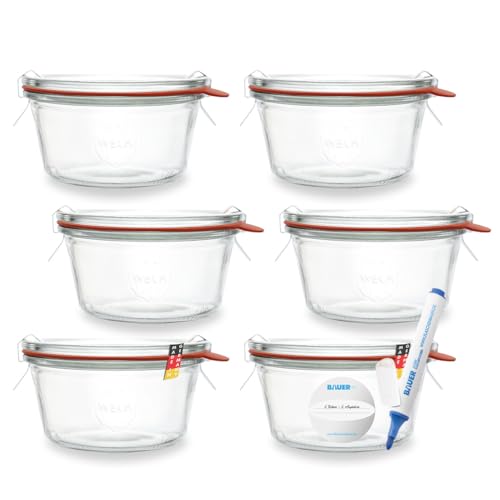 flaschenbauer.de – Lot de 6 bocaux en verre en forme de goutte – 290 ml – Idéal pour conserves et provisions