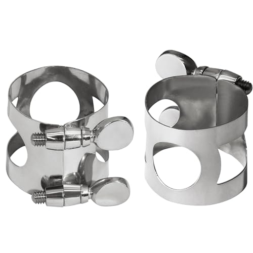 Jersvimc 2Pcs Silver Alto Sax Ligature Alto Saxophone Ligature, Ligatures Saxophone Accessories Fastener for Music Mouthpiece Instrument