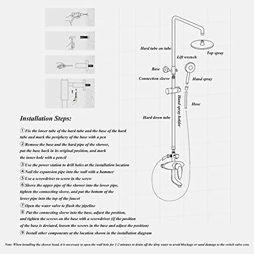 Système de douche mural avec mitigeur cuivre et ensemble de douche à 3 modes - 2