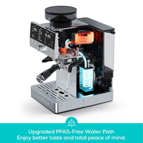 Image of CASABREWS MARENZA Espresso Machine with Built-in Grinder and Steam Wand | Coffee Machine with Milk Frother Steam Wand and LCD Display, Barista-Quality Cappuccino Latte Machine for Home Use