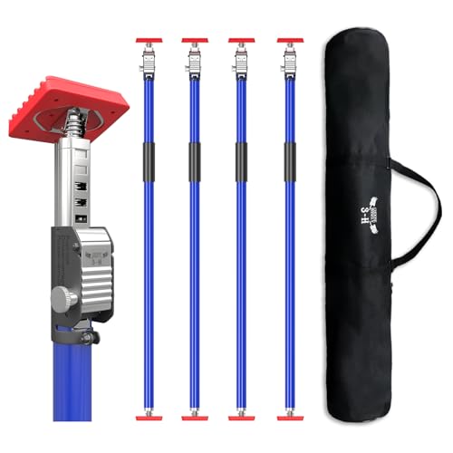 3-H Puntales Extensibles Reforzados 4 Pieza,110-203cm Puntal Telescopico Extensible Acero Robusto Carga 45KG Puntales de Obra Ajustable Puntal Expansion Telescopico para Techo Construcción Obra(Azul)