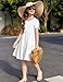 Arshiner Girls White Dress Summer Puff Sleeve Tie Back Sqaure Neck Beach Wedding Casual Girl Dresses Size 10-12