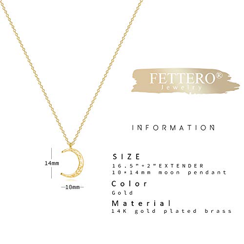Image of Fettero Pendant Necklace Gold Choker Layered Coin Open Karma Circle Full New Crescent Moon 14K Gold Plated Simple Dainty Necklaces for Women Jewelry Gift