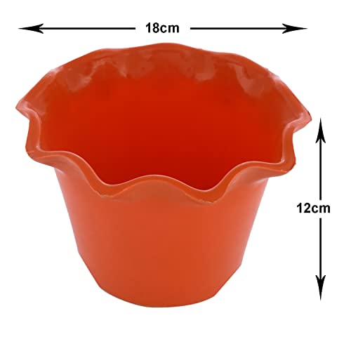 Image of Kuber Industries Blossom Flower Pot|Durable Plastic Flower Pots|Planters for Home D cor|Garden|Living Room|Balcony|Pack of 2 (Orange & Yellow)