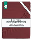 NARCISO Lenzuolo con Angoli Matrimoniale 180x200+25 in Microfibra Tinta Unita Embossed, Le...