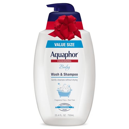 Aquaphor Baby Wash and Shampoo, Unscented Baby Shampoo and Wash, Holiday Gifts, 25.4 Fl Oz Pump Bottle