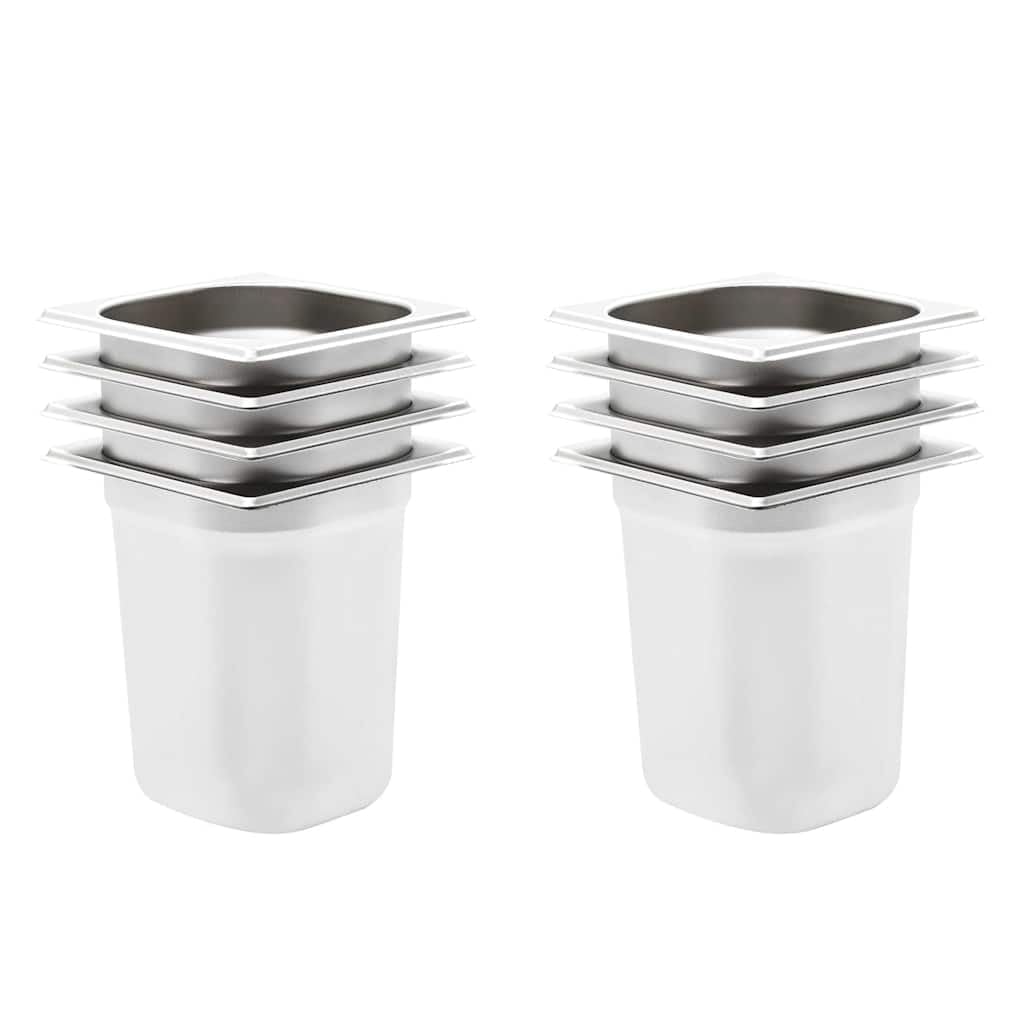 8 recipientes para gastronomía, GN 1/6, acero inoxidable, 176 x 162 x 200 mm, recipiente GN profesional para cocina, gastronomía y catering, apto para lavavajillas, apilable, volumen de 3,4 L