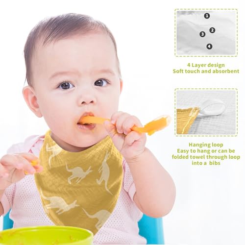 Image of vvfelixl Kangaroo Australia Animals Baby Burp Cloths Baby Muslin Washcloths for Boys Girls Cotton Baby Face Towel for Newborn Infants Soft and Absorbent 11.8 X 11.8 in, 5 Pack