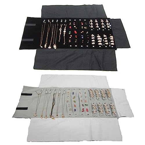 Healeved Roll Earring Storage Bag Necklace Jewelry Organizer Bags Travel Earring Organizer Bag Convenient Organizer Bracelet Storage Bag Travel Holder Black