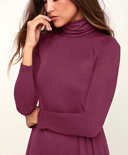 Image of KEEDONE Women's Long Sleeve Turtleneck Casual Loose T-Shirt Dresses