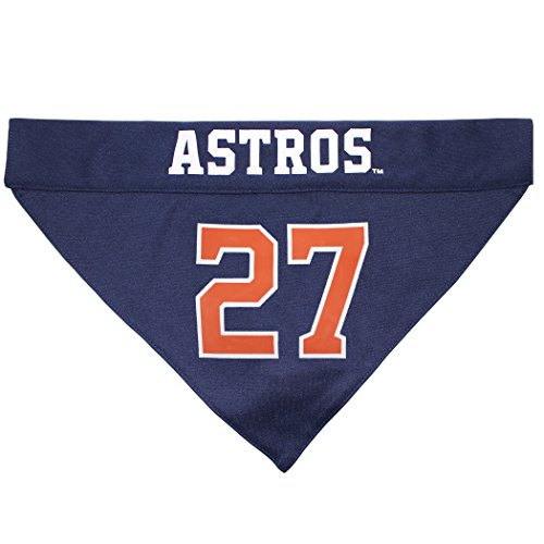 Image of MLBPA Reversible Dog Bandana - Jose Altuve #27 Pet Bandana - MLB Houston Astros Home & Away Bandanna, Large /X-Large