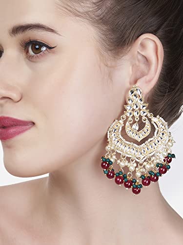Kundan Beads Layered Dangle Earrings for Women