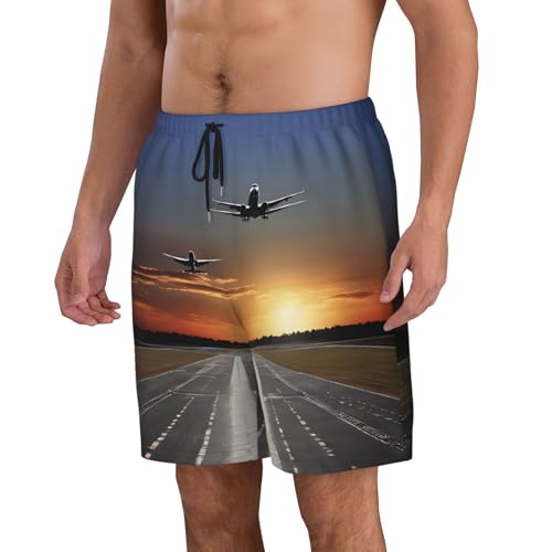 Airport Print Men's Beach Pants Lightweight Quick-Dry Swim Pants with Mesh Lining for Men2
