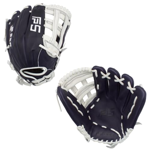 SSK FP5 Fastpitch Softball Glove – Infield - Outfield - Pitcher – 11.5”-11.75”-12”-12.25”-12.5”-12.75”-13”– Right & Left Hand Throw (Navy/White-H Web, 12.5' - Right Hand Throw)