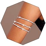 Jovono Rhinestone Arm Cuff Layered Arm Bracelet Crystal Upper Armband Open Cuff Dainty Arm Jewelry For Women and Girls(1Pcs) (Silver)