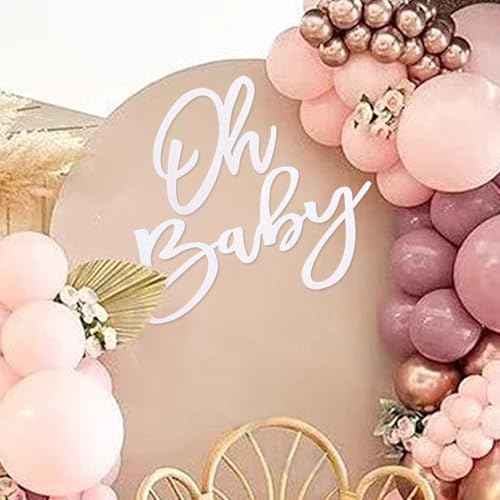 Image of Oh Baby Sign for Baby Shower Backdrop - Glitter Felt Oh Baby Sign Party Banner Boy Girl Baby Shower Decorations Gender Reveal 1st Birthday Party Photography Background - White