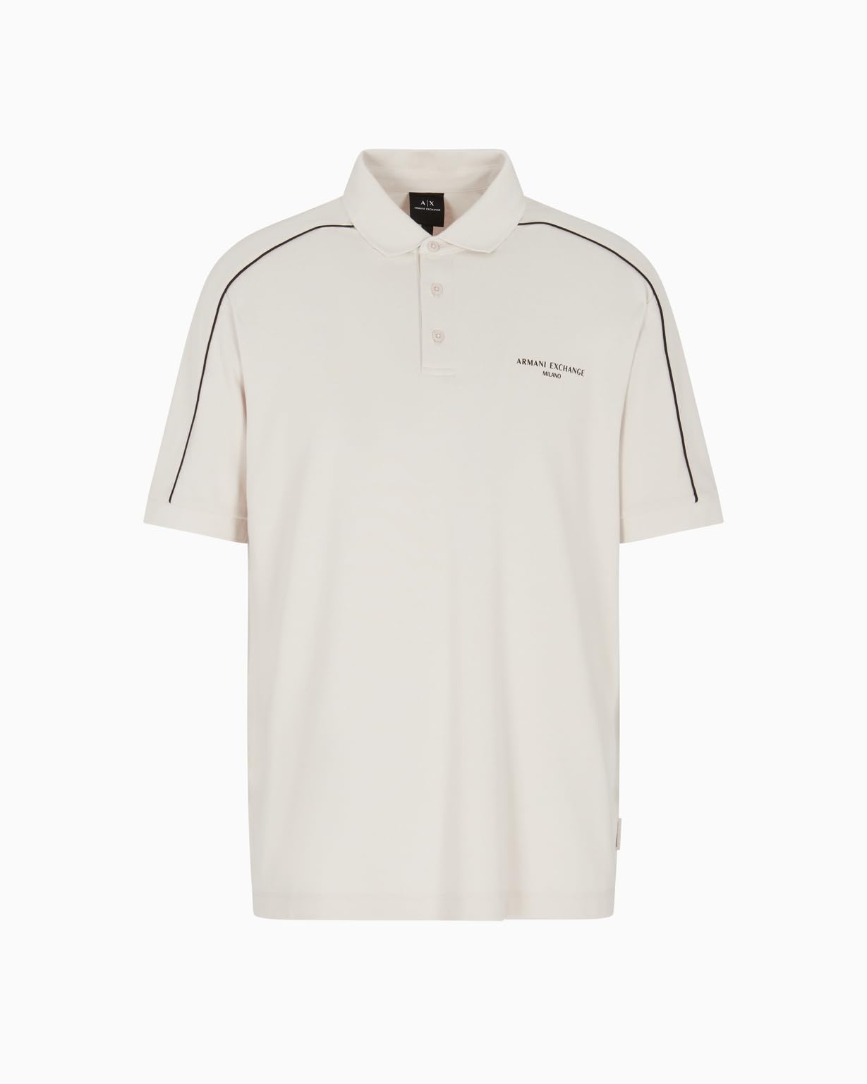 Armani Exchange Men's Wind Chime Short Sleeve Stripes Side Logo Three-Button Collar, Polo Shirt, Grey, Xl, Xl